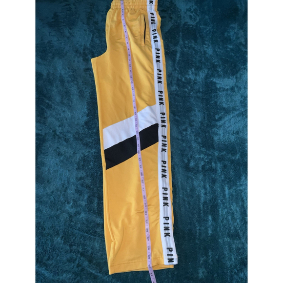 PINK Victoria’s Secret Jogger Sweatpants Yellow Women’s Medium Stretch Y2K - Picture 9 of 12